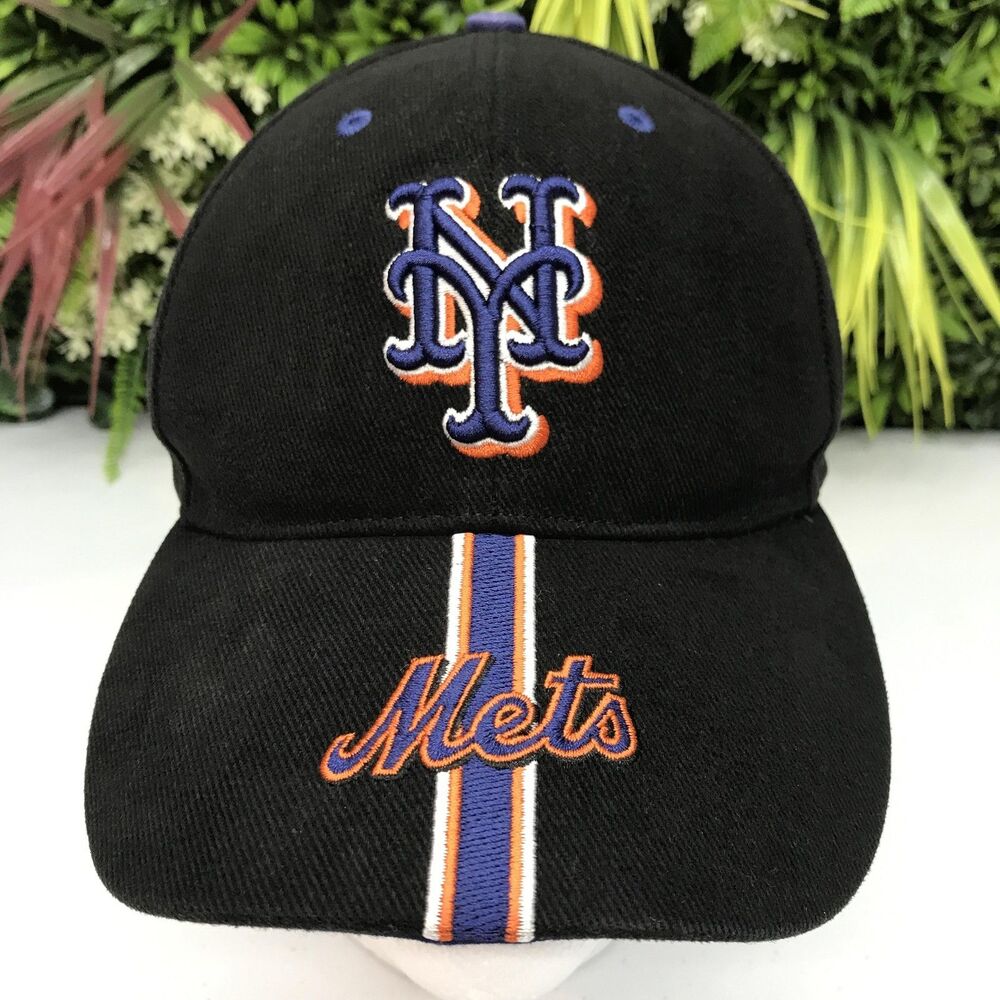 New York Mets Hat Cap Strap Back Mens One Size Black Blue MLB Baseball
